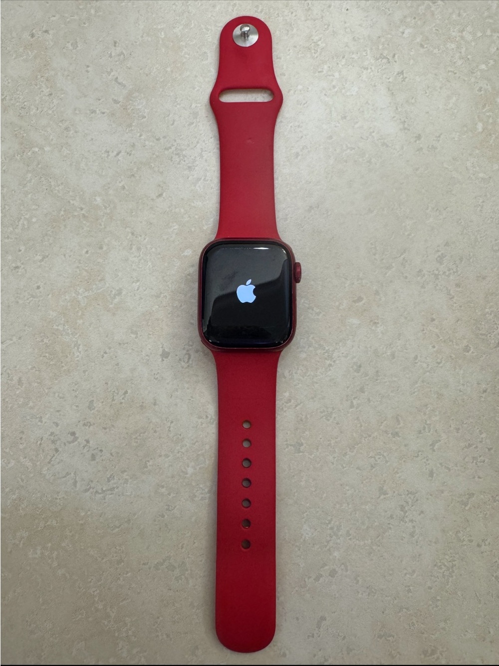 Apple Watch with Red Sport Band